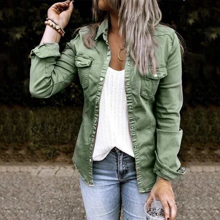 GD0905 Long Sleeve Denim Shirt for Women