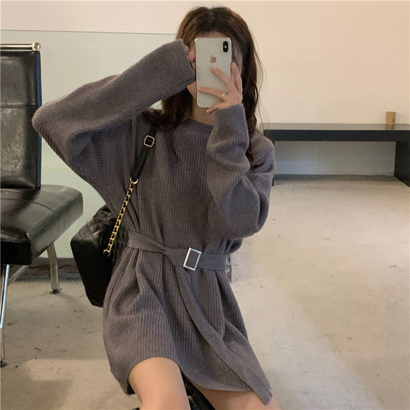 Fashionable Waist-Defined Sweater Dress for Women 2023