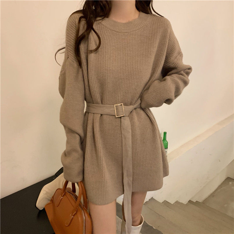 Fashionable Waist-Defined Sweater Dress for Women 2023