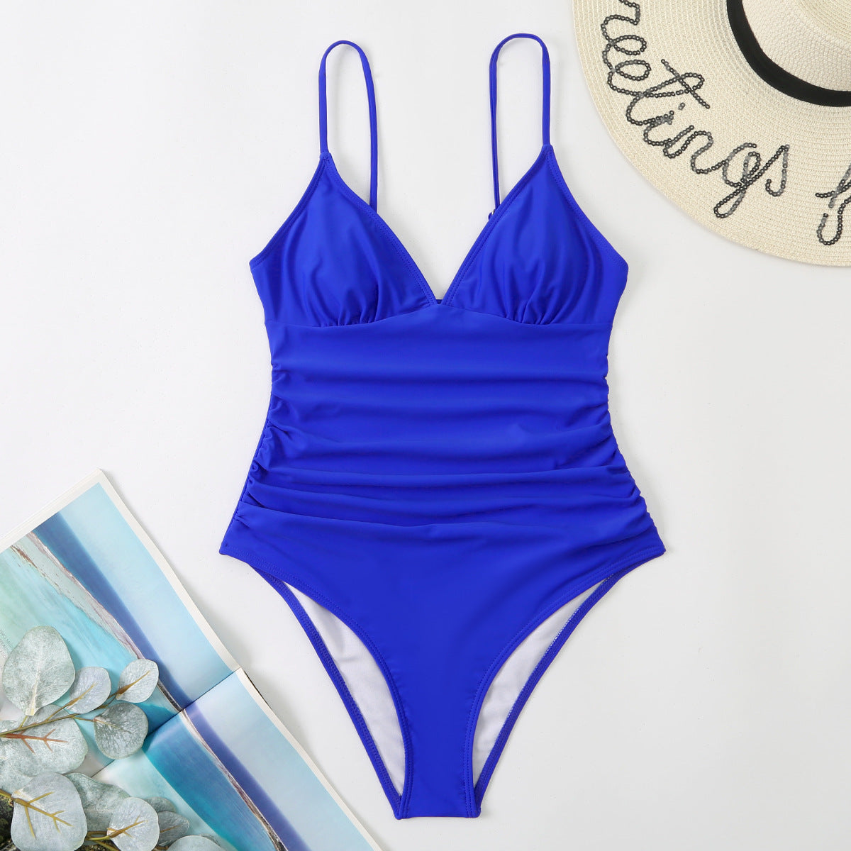 2022 Women's Solid Color Backless Swimsuit Bikini