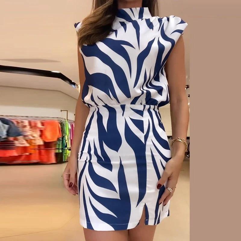 2023 New Round Neck Printed Bodycon Dress