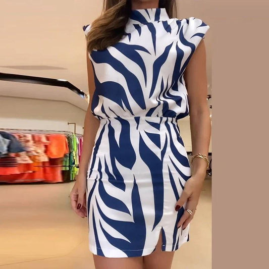 2023 New Round Neck Printed Bodycon Dress