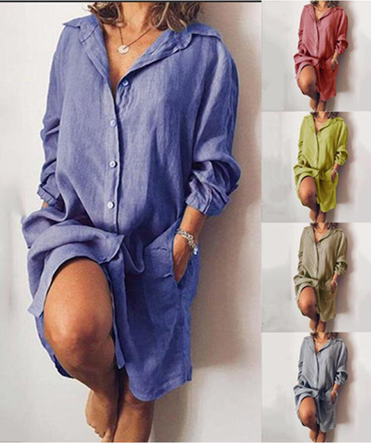 2023 Spring Women's Long Sleeve Shirt with Pockets