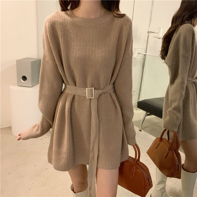 Fashionable Waist-Defined Sweater Dress for Women 2023