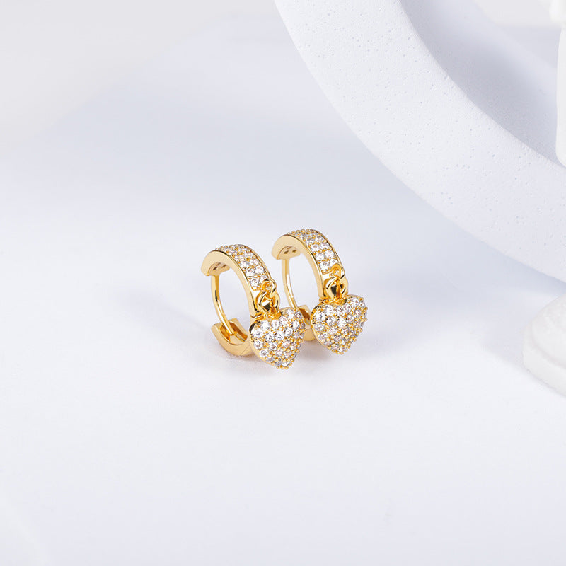 Fashion Heart-Shaped Earrings with Zirconia for Women