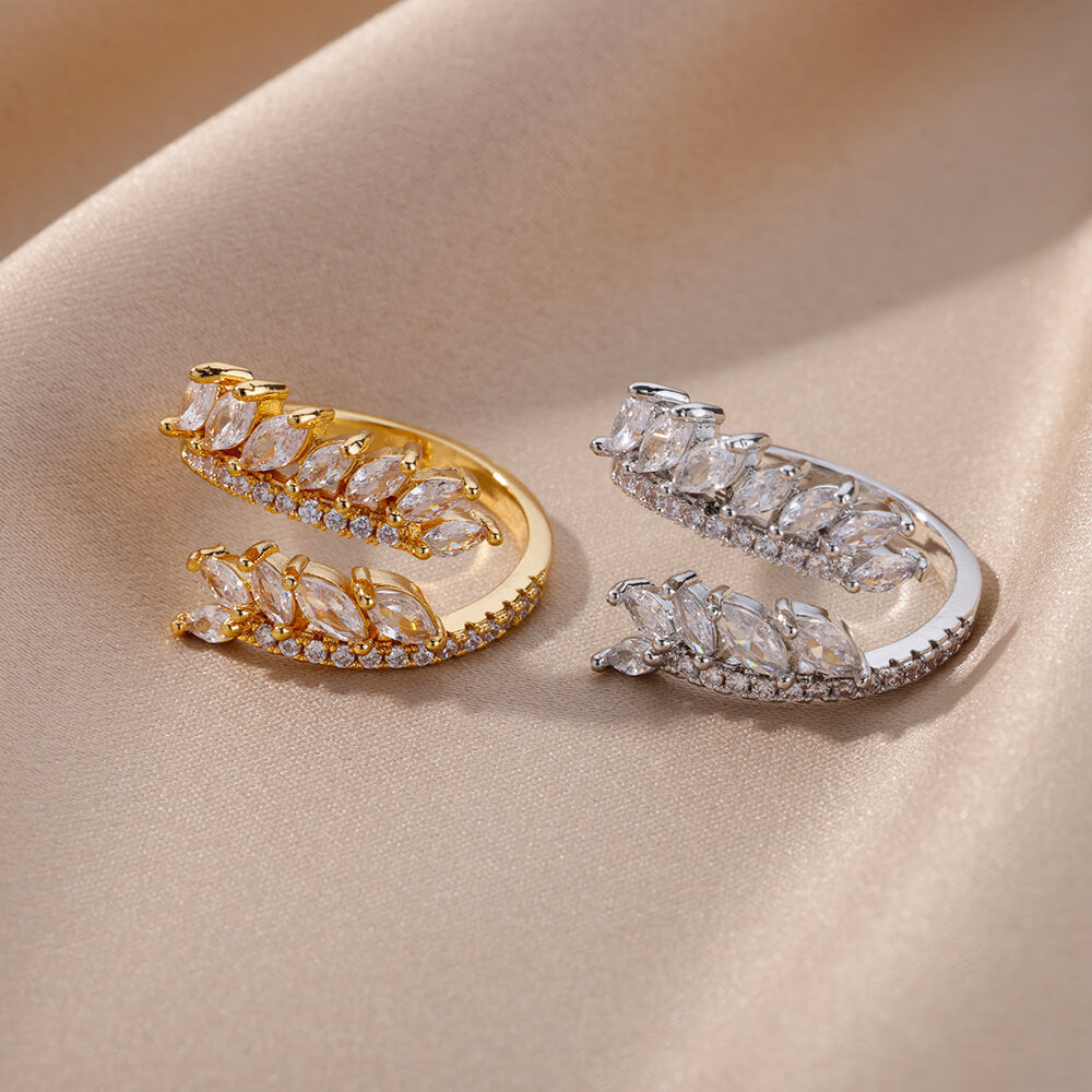 Minimalist Open Finger Ring with Zirconia Branch Design