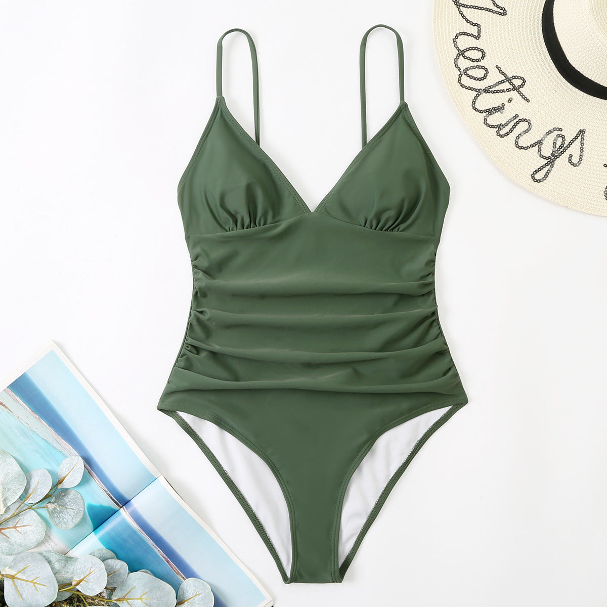 2022 Women's Solid Color Backless Swimsuit Bikini