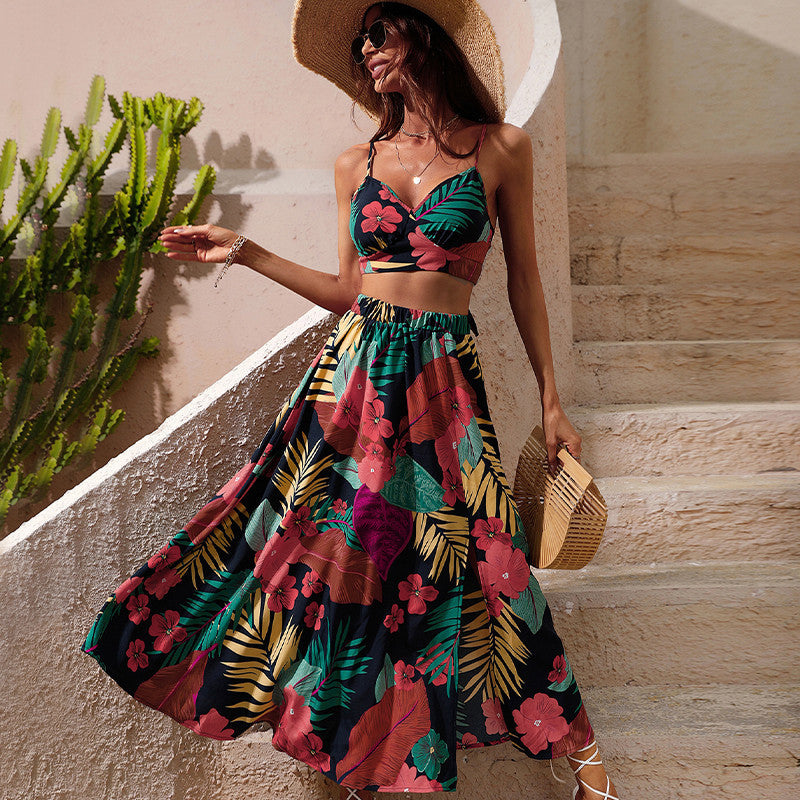 2023 Fashion Printed Beach Dress with High Slit