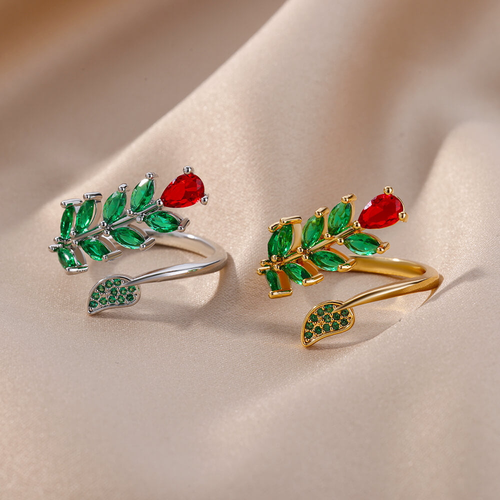 Minimalist Open Finger Ring with Zirconia Branch Design