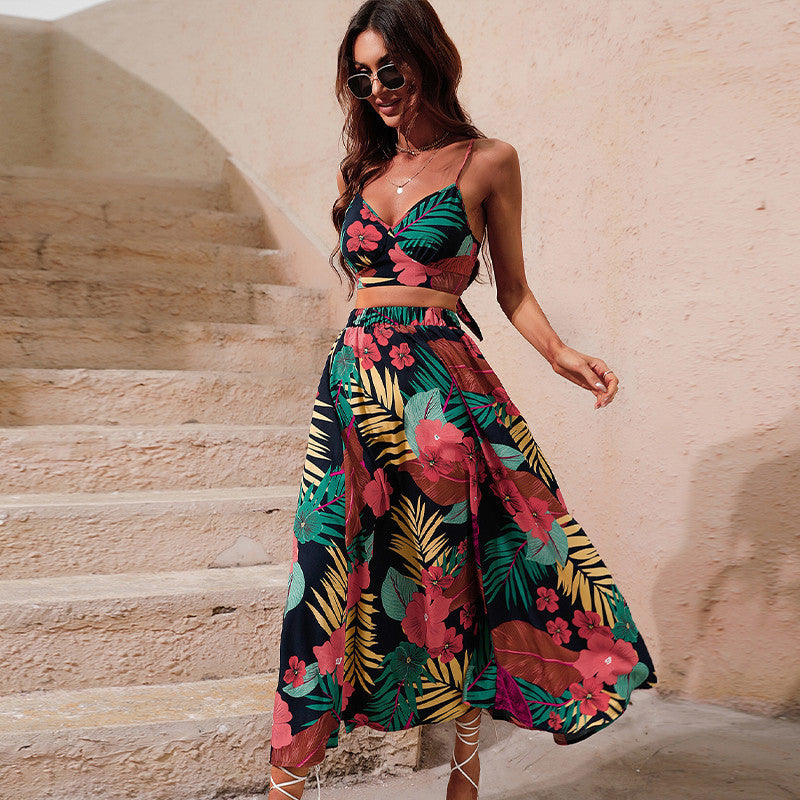 2023 Fashion Printed Beach Dress with High Slit