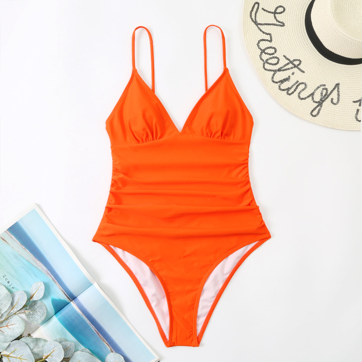 2022 Women's Solid Color Backless Swimsuit Bikini