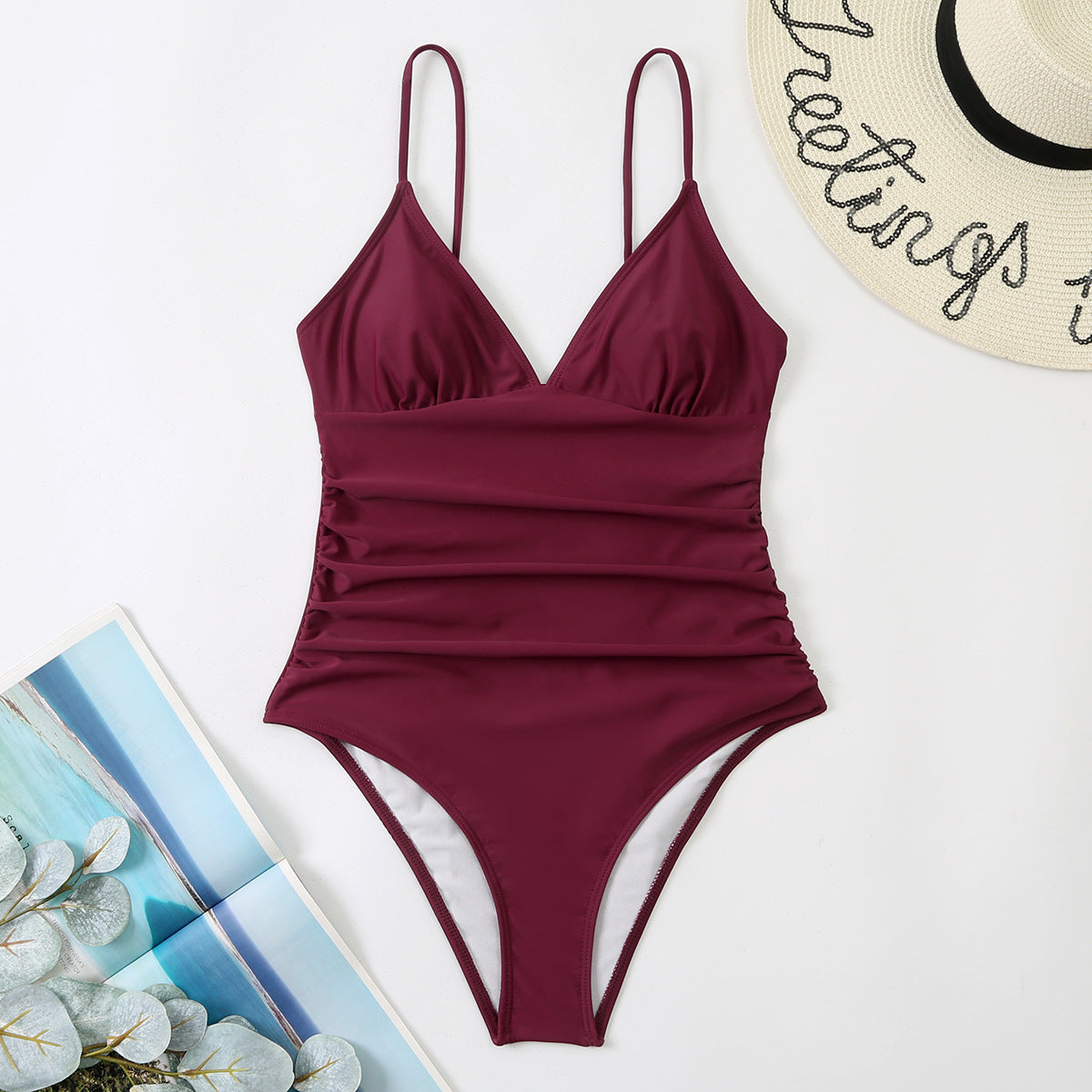 2022 Women's Solid Color Backless Swimsuit Bikini