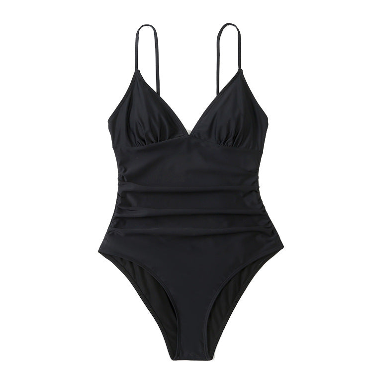 2022 Women's Solid Color Backless Swimsuit Bikini
