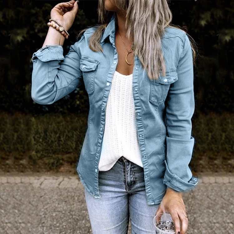 GD0905 Long Sleeve Denim Shirt for Women