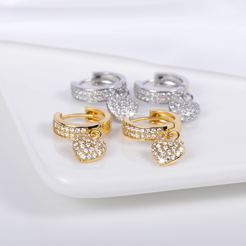 Fashion Heart-Shaped Earrings with Zirconia for Women