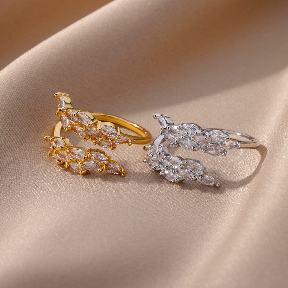 Minimalist Open Finger Ring with Zirconia Branch Design