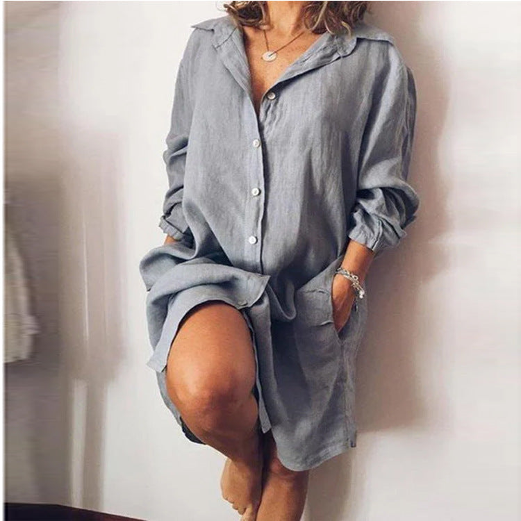 2023 Spring Women's Long Sleeve Shirt with Pockets