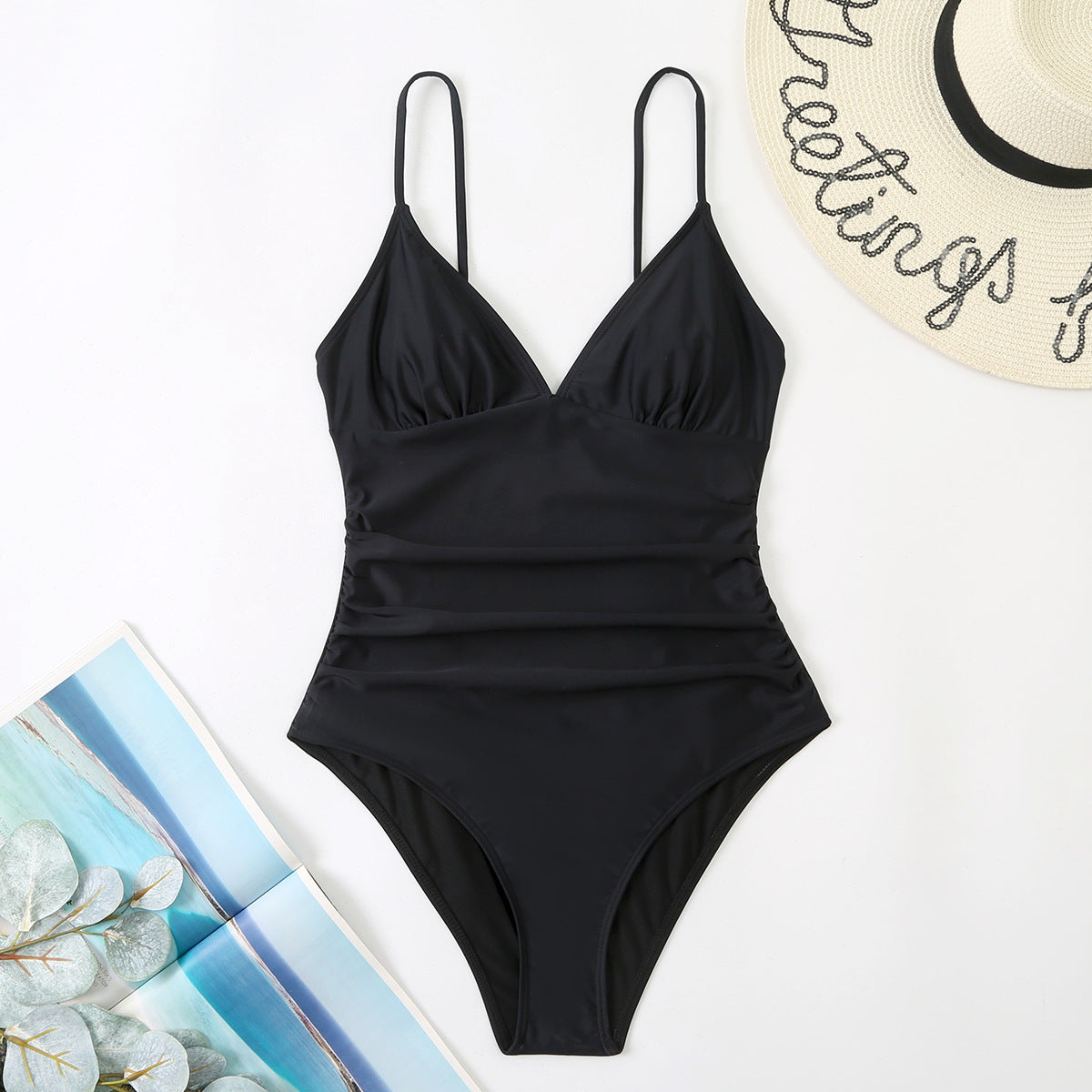 2022 Women's Solid Color Backless Swimsuit Bikini